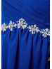 Beaded Royal Blue Chiffon Short Prom Dress